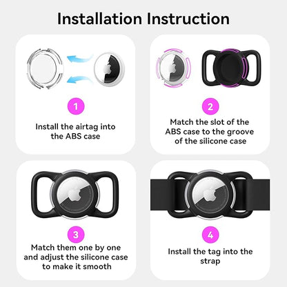 Waterproof Airtag Holder for Dog Collar, Soft Full-Body Protective Airtag Holder for Dog & Cat Collars, Ultra-Durable, Easy Installation, Lightweight Clear Airtag Case (Pink, Regular)