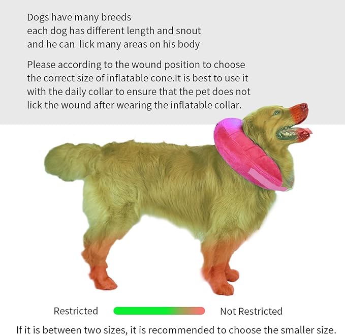 MCHY Inflatable Dog Cone,Adjustable Recovery Collar for Dogs After Surgery,Prevent from Biting & Scratching,Not Block Vision (Pink, L-Neck 15"-20")