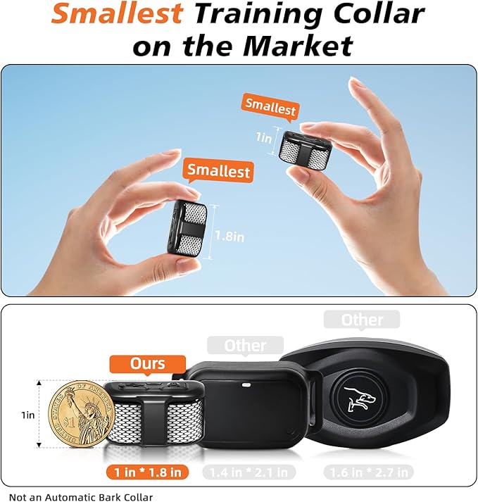 Tiniest Dog Shock Collar, Lightest Dog Training Collar with Remote for Small Dogs 5-30lbs & Medium Large Dogs/Puppies, Waterproof, Rechargeable, 1300ft Range (White Black Dot&Ultra Tiny)