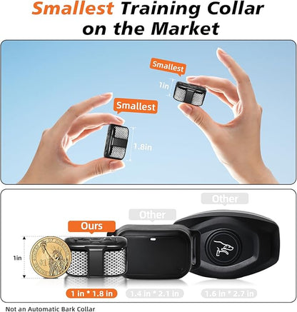 Tiniest Dog Shock Collar, Lightest Dog Training Collar with Remote for Small Dogs 5-30lbs & Medium Large Dogs/Puppies, Waterproof, Rechargeable, 1300ft Range (White Black Dot&Ultra Tiny)