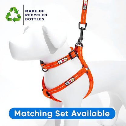 Pawtitas Recycled Reflective Step-in Dog Harness – Adjustable No-Pull Vest for Puppies to Seniors, Safe & Comfortable XS Orange