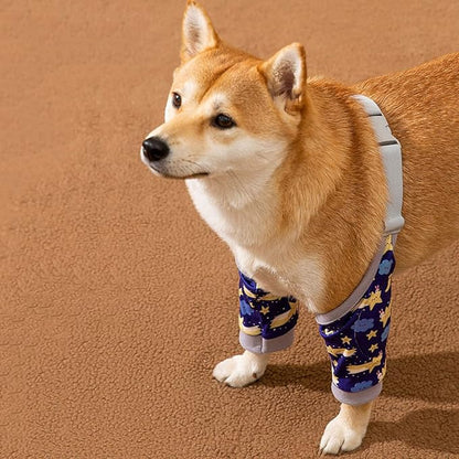 HDKUW Dog Front Leg Braces Recovery Sleeve, Pet Knee Brace Wounds Protector for Medium Large Dog Blue Star L