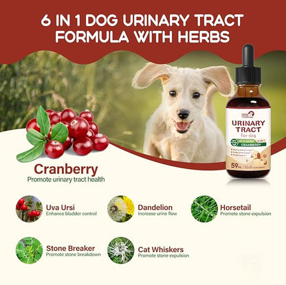 100% Pure Urinary Tract for Dog Drops, Herbal Blend Support Healthy Urinary Function, Kidney Stones Support & Bladder Support. 2oz