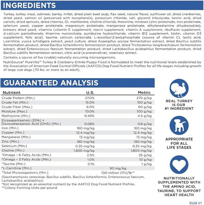 NutriSource Pure Vita Turkey & Cranberry Puppy Food, 25LB
