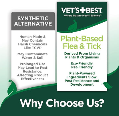 Vet’s Best Flea and Tick Home Spray – Plant-Based Flea and Tick Treatment for Dogs and Indoor Use – Natural Essential Oil Spray for Flea Control in the Home – Made in USA – 96 oz Refill