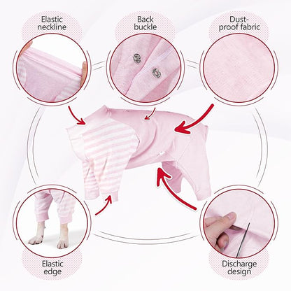 Dog Recovery Suit, Abdominal Wound After Surgery Wear, Anti Licking Bodysuit with Snaps, E-Collar & Cone Alternatives, Long Sleeve Dog Spay Surgical Pajamas Prevent Shedding(XL, Pink)