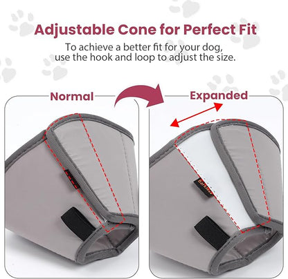 BARKLESS Dog Cone, Soft Cones for Large Dogs After Surgery to Stop Licking, Adjustable Elizabethan Collar for Neuter Surgery, Lightweight Recovery Collar