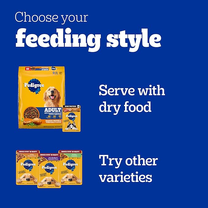 Pedigree High Protein Dog Food, Adult Wet Dog Food Pouches, Variety Pack, 3.5 oz. Pouches, 30 Count
