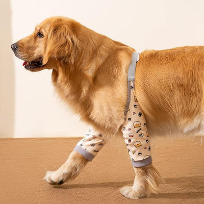 HDKUW Dog Front Leg Braces Recovery Sleeve, Pet Knee Brace Wounds Protector for Medium Large Dog Yellow 3XL