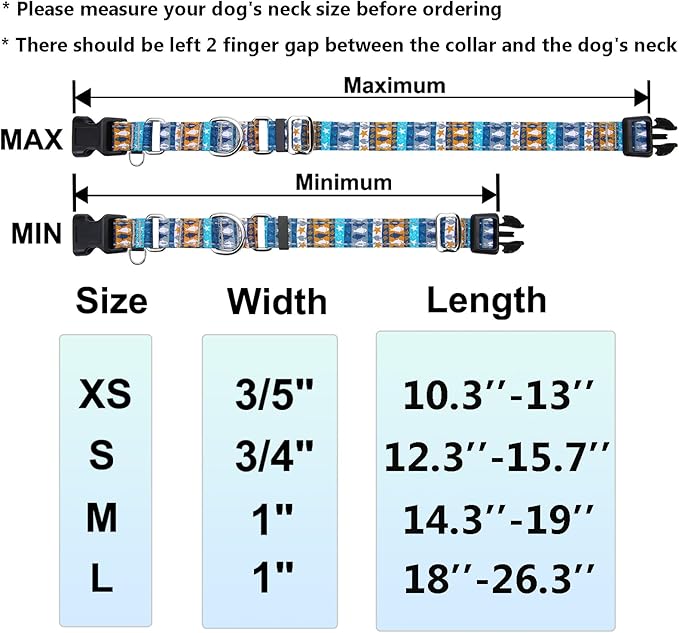 Reflective Martingale Collar with Buckle Shark Starfish Ethnic Stripe Adjustable Designer Dog Collars (Underwater World, XSmall)