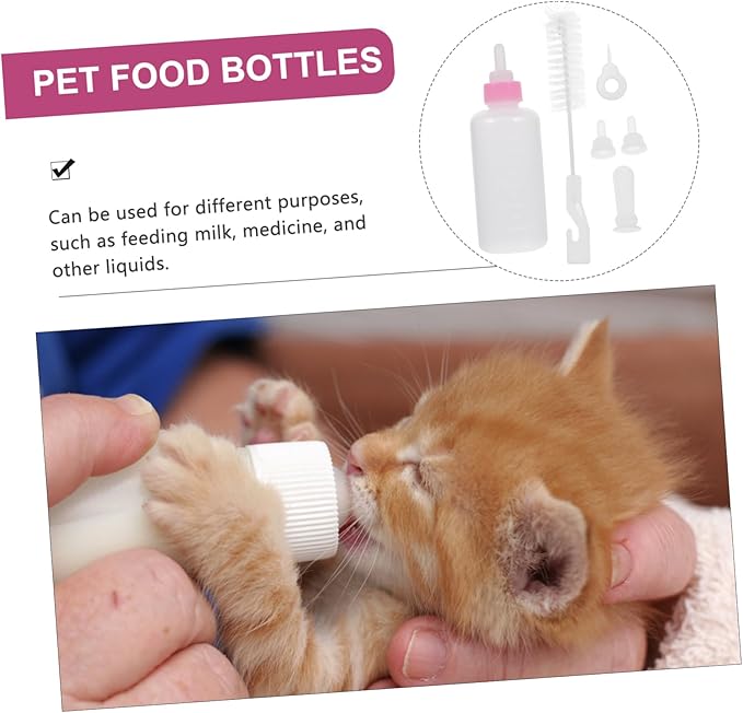 Dog Cat Nursing Bottles Kit Silicone Milk Bottle for Puppy Newborn Pet Feeding
