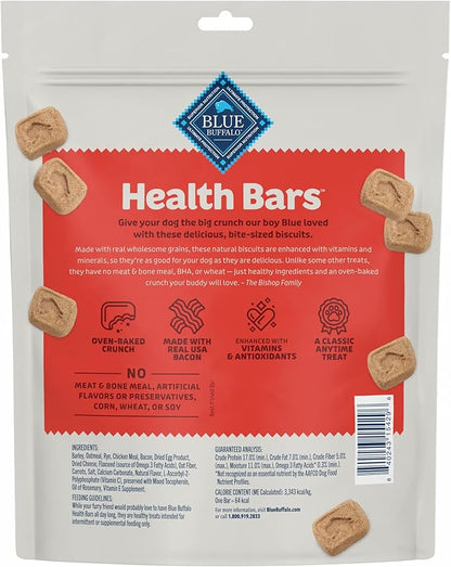 Blue Buffalo Health Bars Mini Crunchy Dog Biscuits,Oven-Baked with Natural Ingredients,Bacon,Egg & Cheese,16-oz Bag,(Pack of 2)