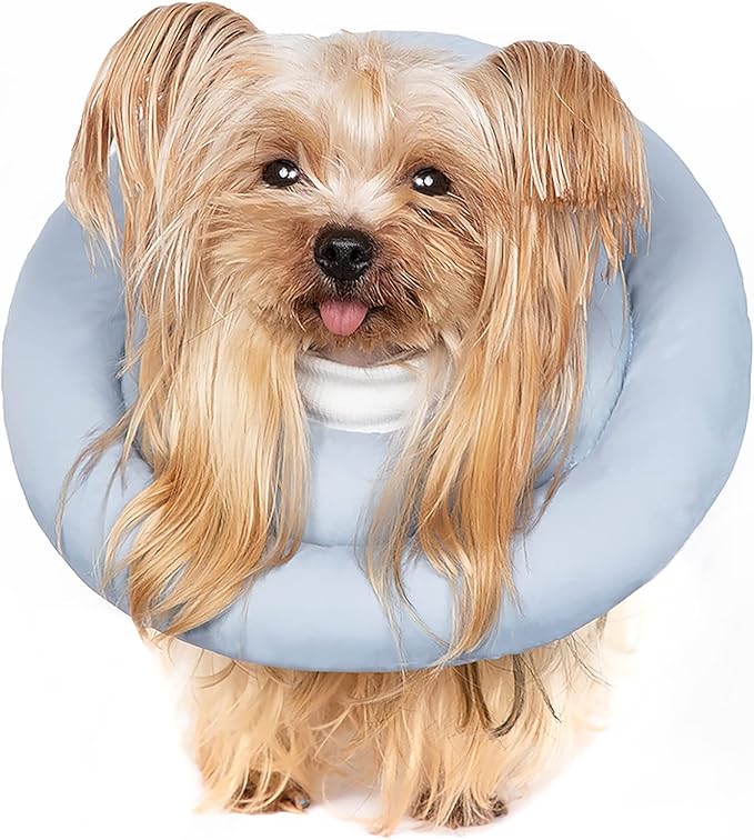 GAGABODY Dog Cones for Small Dogs & Cats, Comfortable Adjustable Soft Dog Cone Alternative After Surgery, Elizabethan Donut Collar, Blue, Cotton & Synthetic Fabric