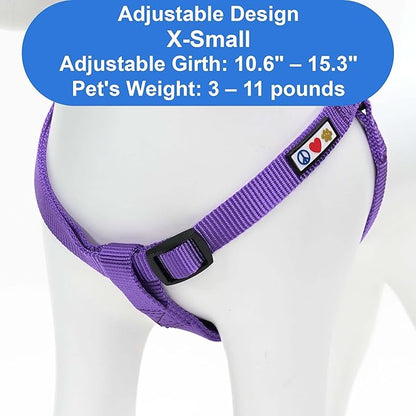 Pawtitas Solid Step-in Dog Harness – Adjustable No-Pull Vest for Puppies to Seniors, Safe & Comfortable XS Purple