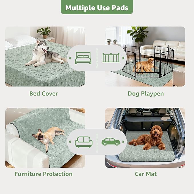 LOOBANI Washable Pee Pads for Dogs: 2 Pack Super Absorbent Reusable Puppy Pads, Leakproof and Waterproof Dog Training Pads Whelping Pads for Potty, Floor, Crate, Couch Bed and Travel, 36"x48"
