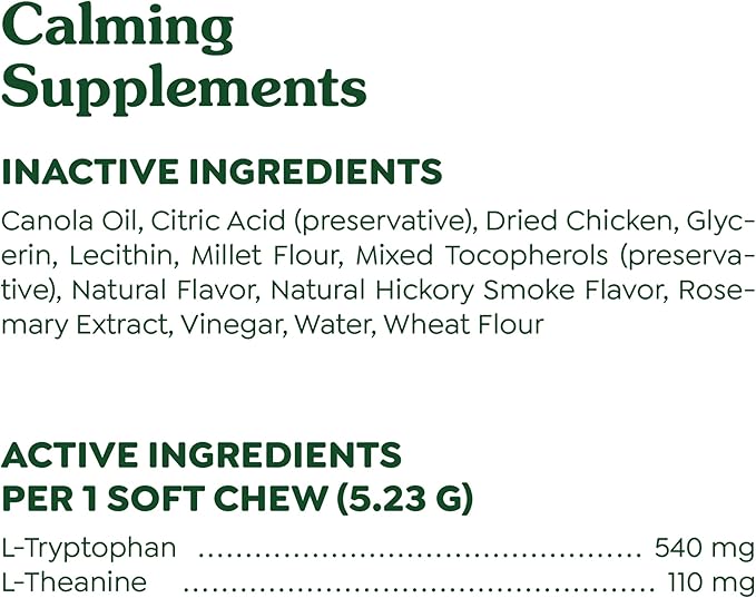 Greenies Supplements Calming Chews for Dogs Chicken Flavor, Dog Calming Chews, 7.3 oz. Container of 40 Count