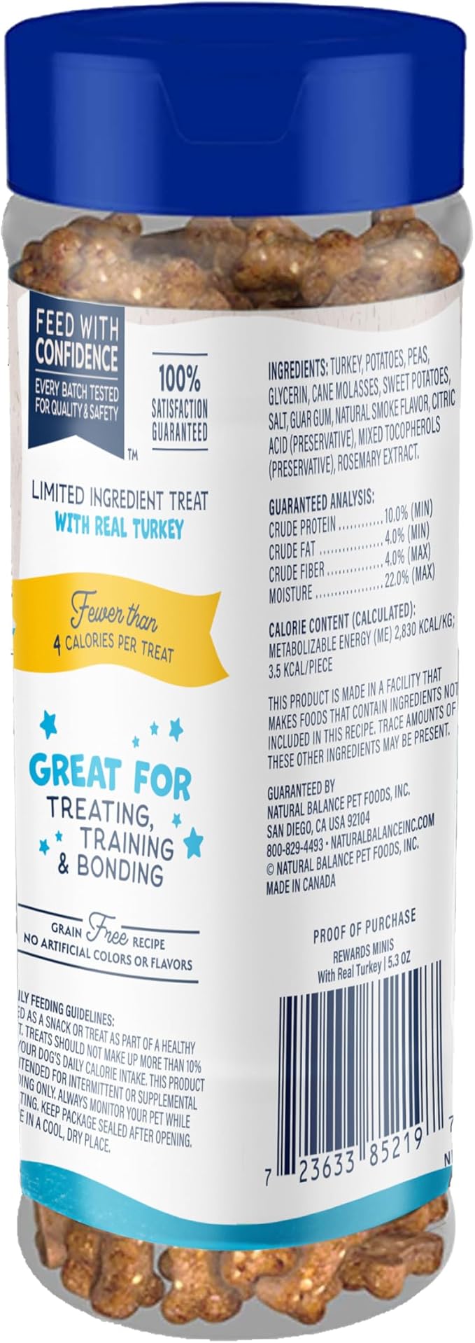Natural Balance Limited Ingredient Mini-Rewards Turkey Grain-Free Dog Training Treats for Dogs | 5.3-oz. Canister (Pack of 2)
