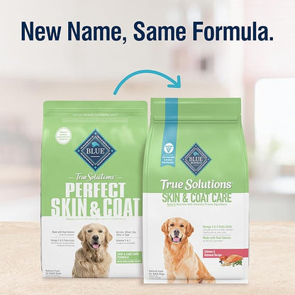 Blue Buffalo True Solutions Skin & Coat Care Natural Dry Dog Food for Adult Dogs, Salmon, 11-lb. Bag