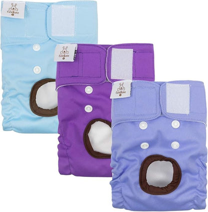 CuteBone Dog Diapers Female Washable Small Medium Large 3 Pack Reusable Doggie Diapers Puppy Period Pants for Doggy Heat Cycle Peeing
