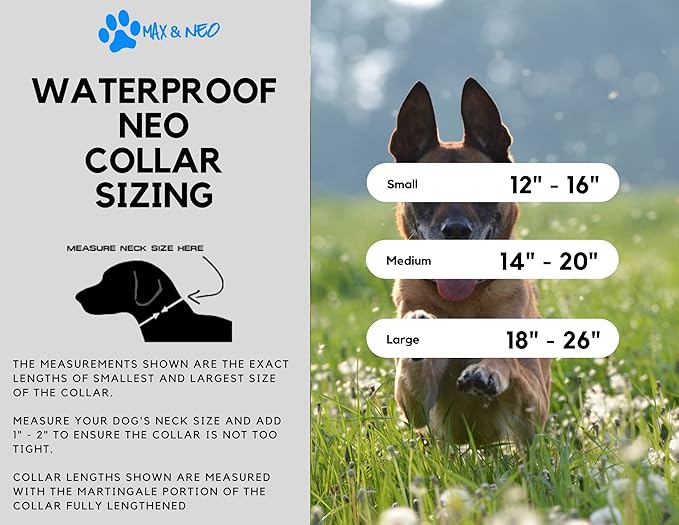 Max and Neo Waterproof NEO Collar - We Donate a Collar to a Dog Rescue for Every Collar Sold (Large, Blue)