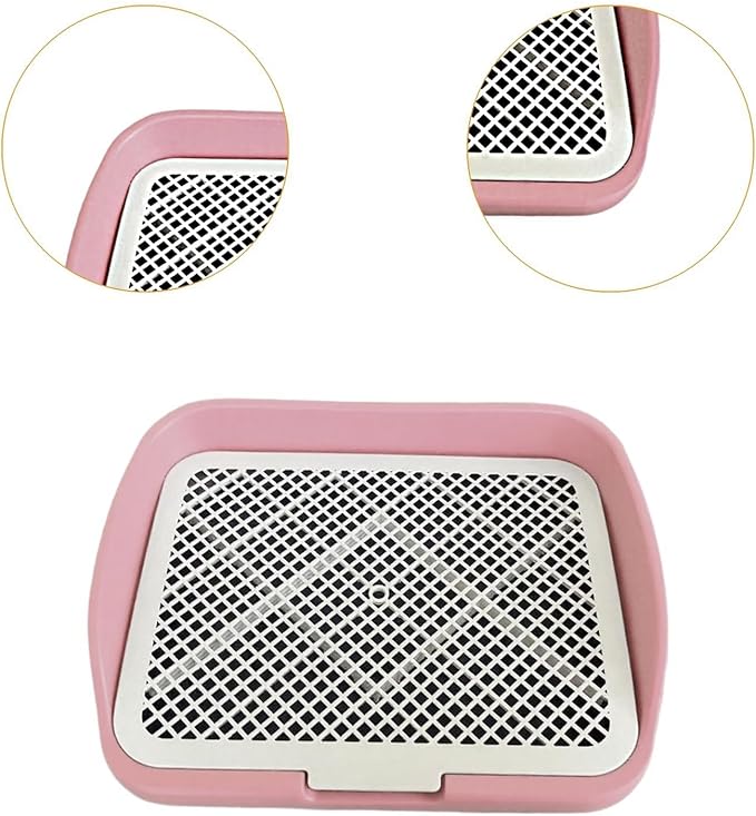 Dog Toilet Puppy Pad Holder Supplies Non Slip with Column Dog Pee Holder Training Pad for Bunny Home Dorm Room, Pink