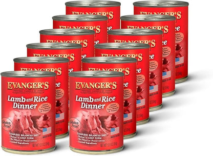 Evanger's Heritage Classic Lamb & Rice Dinner Dog Food – 12 Count, 12.5 oz Each – Gluten & Grain Free, Complete Balanced Diet for All Life Stages – Wet Dog Food