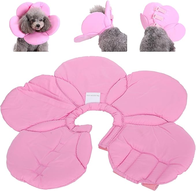 Dog Cone Collar, Wound Healing Protective Cone Surgery Recovery Collars Dog Donut Collar After Surgery Elizabethan Collar for Dogs Adjustable Soft Neck Cone for Small Pet (L)