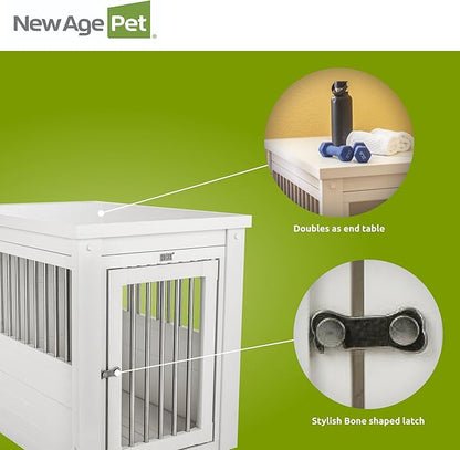 New Age Pet ecoFLEX Pet Crate/End Table, Medium, Antique White, Model:EHHC404M