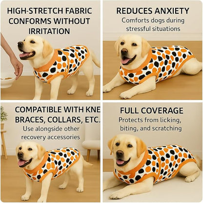 PetWarm Dog Recovery Suit, Recovery Suit for Female Male Dogs, Dog Onesie After Surgey Spay Neuter Professional Pet Abdominal Wounds Bandages, Leopard Pattern, Orange, L