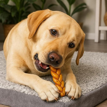 Pet Factory 7in Braided Beefhide Dog Chew Sticks with Peanut Butter Flavor - 100% USA Made Rawhide Chews for Medium Dogs,Long Lasting Dental Health,7 inches,6 Count (Pack of 2)