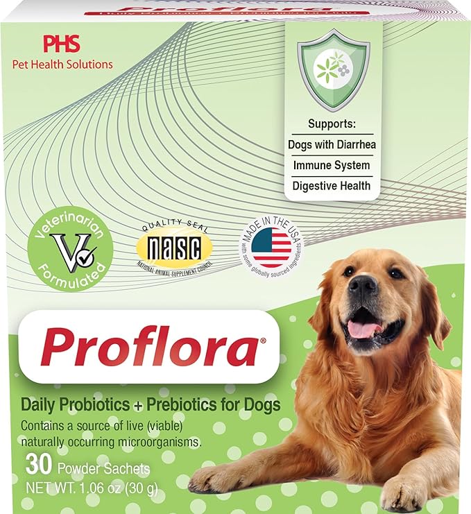 Daily Probiotics and Prebiotics for Dogs, Supports Digestive Health and Immune System, 30 Powder Sachets, 1.06 oz (1-Pack)