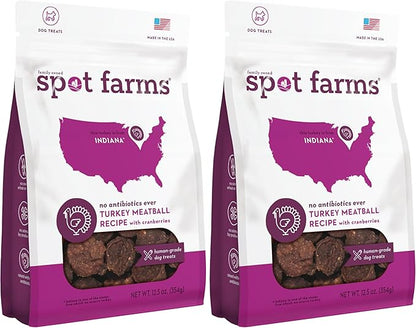 spot farms Turkey Meatball Recipe Healthy All Natural Dog Treats Human Grade Made in USA 12.5 oz (Pack of 2)