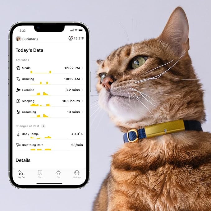 Health Tracker for Cats - Smart Cat Collar with Safety Breakaway Buckle for Indoor Cats, Wellness Alerts, Real-time Monitoring (Kimono (Sakura),L)