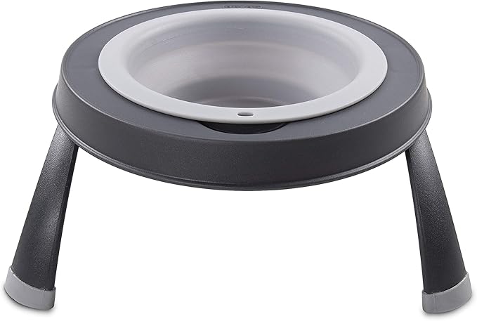 Dexas Pets Single Elevated Pet Feeder/Pet Bowl, Large/ 4 Cup Capacity, Light Gray