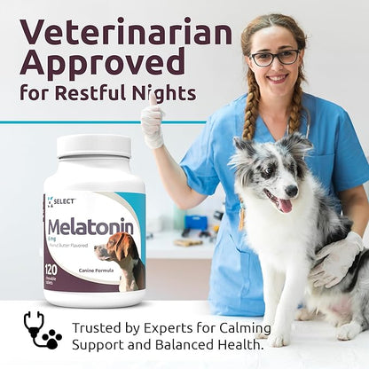 K9 Select Melatonin for Large Dogs - Anxiety Relief Treats for Sleep, Stress, Thunderstorms & Fireworks - Calming Chews for Dogs Anxiety Small & Large Breed, 6 mg, 120 Peanut Butter Tablets