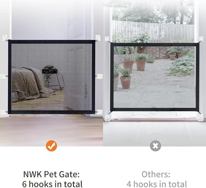 NWK Pack of 2 Magic Dog Gate for Stairs Pet Gate for The House Providing a Safe Enclosure for Pets to Play and Rest, 6 Hooks Design (2, 38'' X 30'')