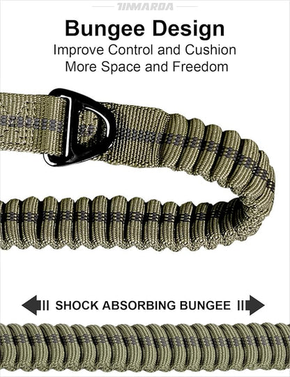 TINMARDA Heavy Duty Dog Leash with 2 Padded Handles & Advanced Easy Metal Clip, 4-6FT Shock Absorbing No Pull Dog Leashes for Medium Large Dogs that Pull (Army Green)