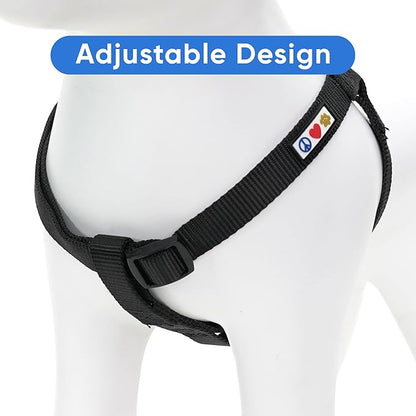Pawtitas Solid Step-in Dog Harness – Adjustable No-Pull Vest for Puppies to Seniors, Safe & Comfortable L Black