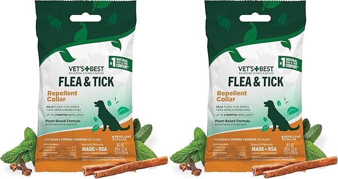 Vet's Best Natural Flea and Tick Collar for Dogs – Natural Repellent Collar with Plant-Based Ingredients – Flea and Tick Prevention and Treatment – Fits Small to Large Dogs – Up to 20” Neck Size