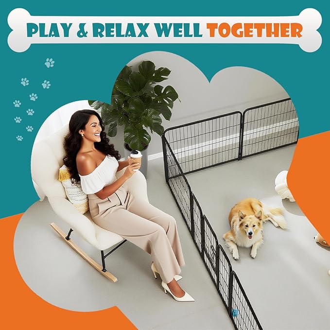 NEWBULIG Dog Playpen Indoors 24 Inch 8 Panels for Small and Puppy Dogs Portable and Foldable Pet Fence with Door Heavy Duty Metal Dog Exercise Play Pen for Outdoor Yard