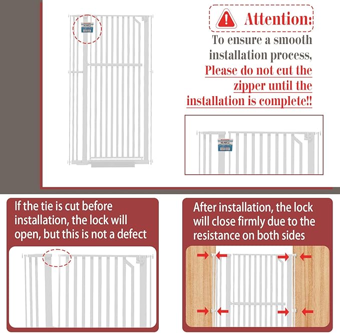 Glaf Extra Tall Pet Gate 63" Pressure Mounted Cat Door Safety Metal Cat Gate Adjustable Width Dog Gate Auto-Close Dog Door for Doorways, Stairs, Kitchen, Hallway (White, 33.86-37.4")