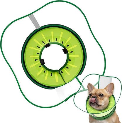 Sponge Dog Cone Collar, Dog Recovery Collar Alternative with Detachable High Clear Shield, Adjustable Soft Neck Cone for Small Medium Large Dogs, Stop Licking After Surgery (Kiwi,M)