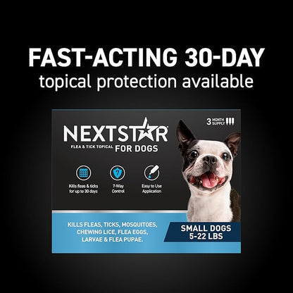NEXTSTAR Flea and Tick Prevention for Dogs, Repellent & Control, Fast Acting Waterproof Topical Drops, Flea and Tick Prevention for Small Dogs, 1 Monthly Dose