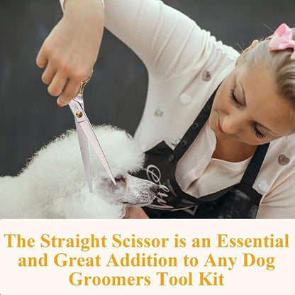 JASON Dog Grooming Scissors Shears - Cats Trimming Shears Professional Pets Scissor Kit for Right Handed Groomers Gold Sharp Shear Christmas Gift 7"