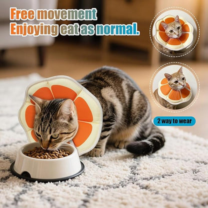 Cat Cone Collar Soft, Comfortable E Collar for Cats After Surgery, Recovery Elizabethan Collar for Cats Kitten to Stop Licking, Orange S