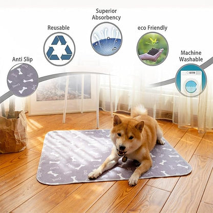 2PC Puppy Pads with Pheromones, Washable Puppy Pee Pads for Dogs Reusable Puppy Pads for Dogs and Cats - Leak & Odor Proof, Non-Slip Base Training Pads for Home & Travel(with Pet Hair Removal Gloves)
