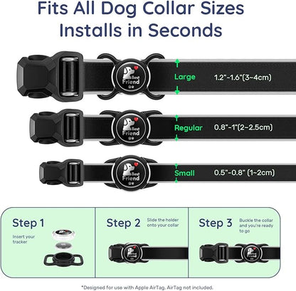 Dog AirTag Holder for Dog Collar, Soft Silicone Slide-On Case for Apple AirTag, No-Dangle Quiet Protective Holder with High-Contrast Message Designs