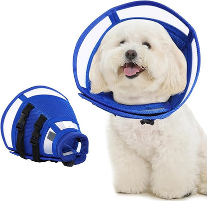 Soft Dog Cone Collar to Stop Licking - Adjustable for Small Dogs | Prevents Licking Wounds After Surgery & Skin Disease,Lightweight,Comfortable Elizabethan Recovery Cone (Blue,S)