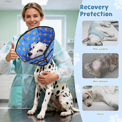 Avont Dog Cone Alternative, Adjustable Soft Comfy Foldable E Cones for Medium Large Dogs After Surgery, Escape-Proof Elizabethan Collar for Surgical Wound Recovery Stop Licking -Duck(M)