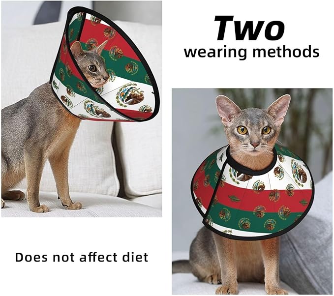 Breathable Dog Cones for Small Medium Large Dogs, Mexican Flag Recovery Collars for Puppies and Kittens After Surgery, Elizabethan Collar to Stop Licking